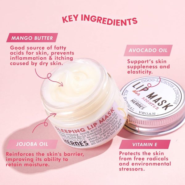 100% Natural Lip Butter Sleeping Lip Mask, Overnight Lip Moisturizer and Conditioner for Dry Lips. Intensive Lip Balm and Lip Therapy Skin Care with Mango butter (Original All Nighter) - Image 4