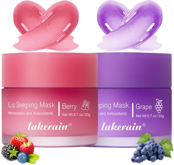 2 Pcs Lip Sleeping Mask, Lip Mask Overnight Hydrate Repair Sleeping Lip Mask, Moisturizing Lip Balm Lip Care Anti Dry Cracked Lip Cream, Lip Scrubs Exfoliator Reduce Lip Lines