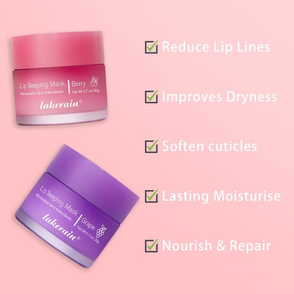2 Pcs Lip Sleeping Mask, Lip Mask Overnight Hydrate Repair Sleeping Lip Mask, Moisturizing Lip Balm Lip Care Anti Dry Cracked Lip Cream, Lip Scrubs Exfoliator Reduce Lip Lines - Image 4