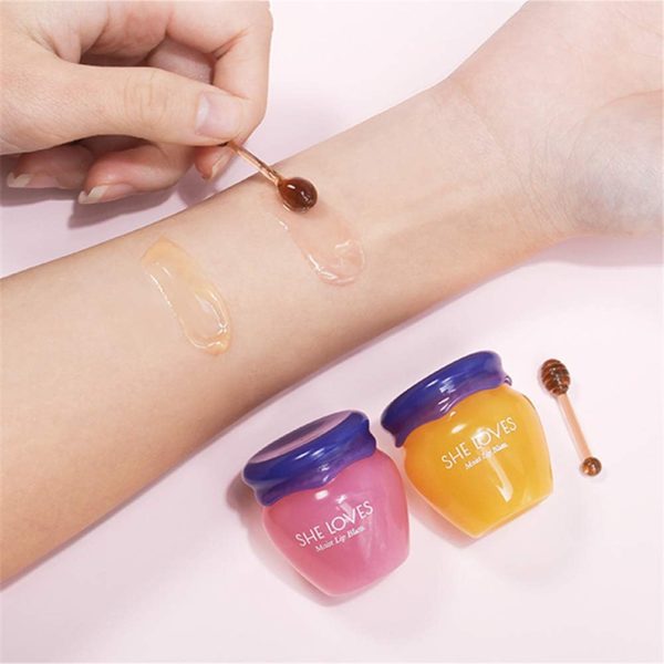 2PCS Lip Mask Overnight, Honey&Sakura Day and Night Repair Sleeping Lip Balm, Fade Lip Lines Bee Balm, Hydrating &Prevention Dry and Crack Lip Scrubs Exfoliator - Image 8