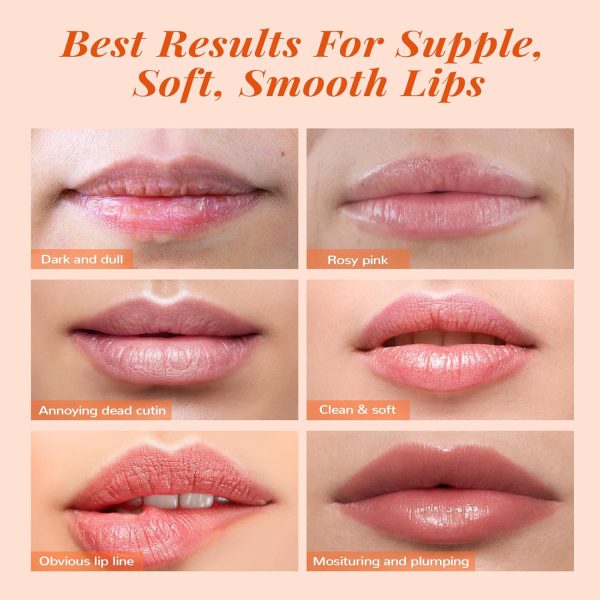 ANAI RUI Lip Balm Mask & Lip Scrub Set, Lip Care Kit, Overnight Lip Treatment with Lip Sleeping Mask & Sugar Lip Exfoliator Scrub, Lip Moisturizer for Dry, Chapped, Dark Lips, Reduce Fine Lines, Peach - Image 5