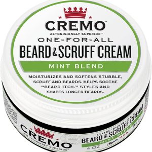 Cremo Beard & Scruff Cream, Wild Mint, 4 Ounce (Pack of 1) - Soothe Beard Itch, Condition and Offer Light-Hold Styling for Stubble and Scruff (Product Packaging May Vary)