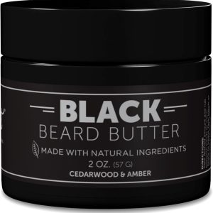 Detroit Grooming Co. Beard Butter - Softens, Thickens, Hydrate, and Rejuvenate Your Beard with Safflower Oil and Shea Butter - Styling Essentials - Cedarwood & Amber - Black - 2oz