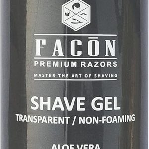 Facón Transparent Non-Foaming Clear Shave Gel with Skin Soothing Aloe Vera, Cooling Menthol Peppermint Oil, Bourbon Luxury Scent - Extra Glide for an Ultra-Clean Smooth Shave (10 fl oz / 296 ml)