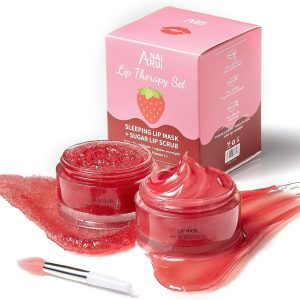 Lip Balm & Moisturizer Set, Lip Sleeping Mask & Lip Scrub- Overnight Treatment Lip Care Products | Moisturize & Nourish, Cracked Dry Lips, Intense Hydration with Vitamin C