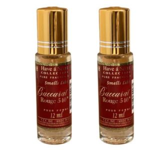 Pack Of 2 Perfume Inspired By MFK Baccarat Rouge 540 Eau de Parfum Premium Roll-On Perfume Body Oil Long Lasting Scent Oil Perfume Top Elegance